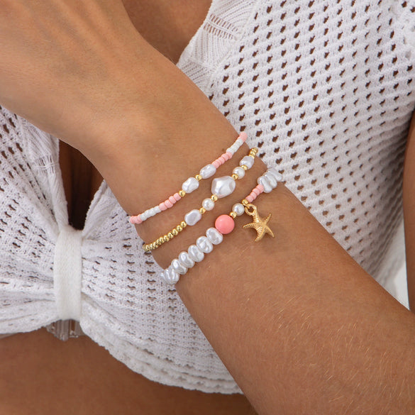 Bracelet Imitation Pearl Rice Beads Star Geometric Handmade Animal Simple Style