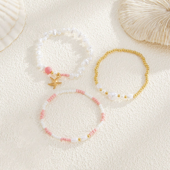 Bracelet Imitation Pearl Rice Beads Star Geometric Handmade Animal Simple Style