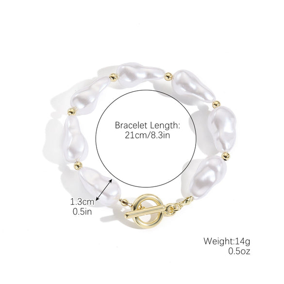 Bracelet Imitation Pearls Geometric Style Electroplating For Women