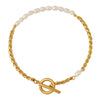 Bracelet Jewelry Freshwater Pearl Ot Buckle 316L Stainless Steel 18K Gold Plated Geometric Design For Women