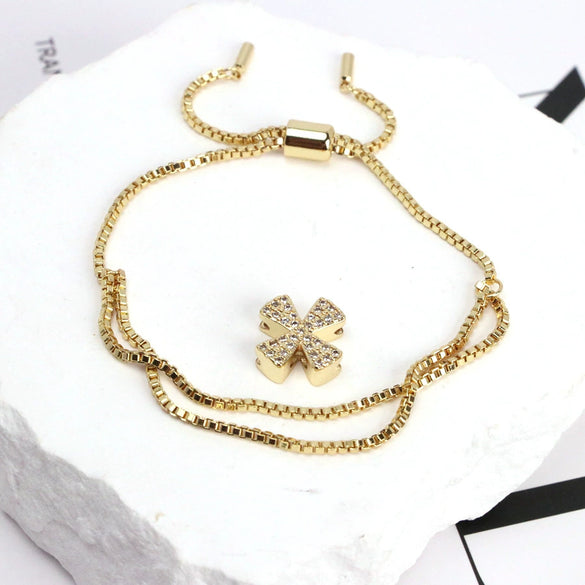 Bracelet Jewelry Gold Plated Geometric Letters Inlaid Zircon Electroplating