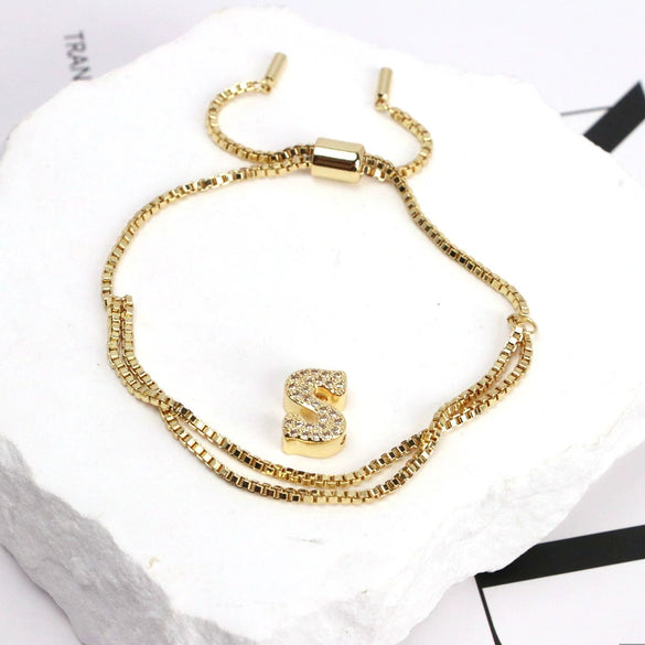 Bracelet Jewelry Gold Plated Geometric Letters Inlaid Zircon Electroplating