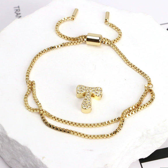 Bracelet Jewelry Gold Plated Geometric Letters Inlaid Zircon Electroplating