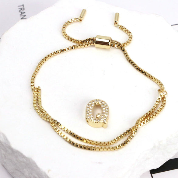 Bracelet Jewelry Gold Plated Geometric Letters Inlaid Zircon Electroplating