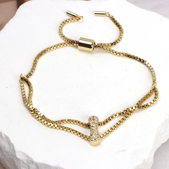 Bracelet Jewelry Gold Plated Geometric Letters Inlaid Zircon Electroplating