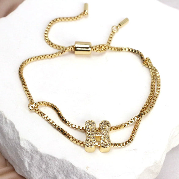 Bracelet Jewelry Gold Plated Geometric Letters Inlaid Zircon Electroplating