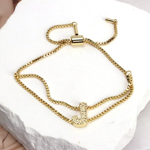 Bracelet Jewelry Gold Plated Geometric Letters Inlaid Zircon Electroplating