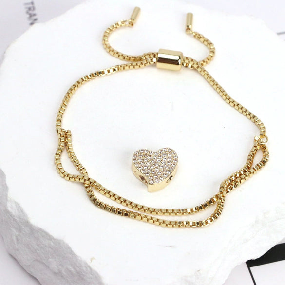 Bracelet Jewelry Gold Plated Geometric Letters Inlaid Zircon Electroplating