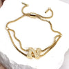 Bracelet Jewelry Gold Plated Geometric Letters Inlaid Zircon Electroplating
