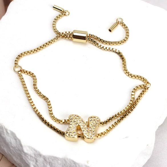 Bracelet Jewelry Gold Plated Geometric Letters Inlaid Zircon Electroplating