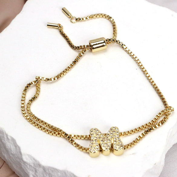 Bracelet Jewelry Gold Plated Geometric Letters Inlaid Zircon Electroplating