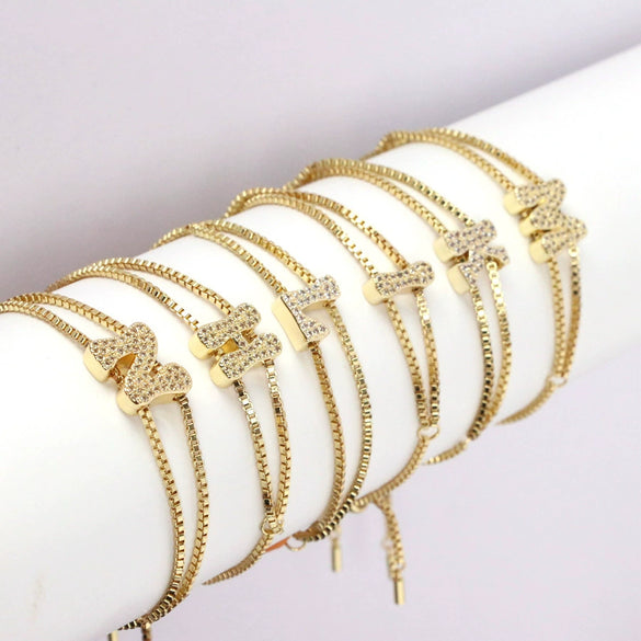 Bracelet Jewelry Gold Plated Geometric Letters Inlaid Zircon Electroplating