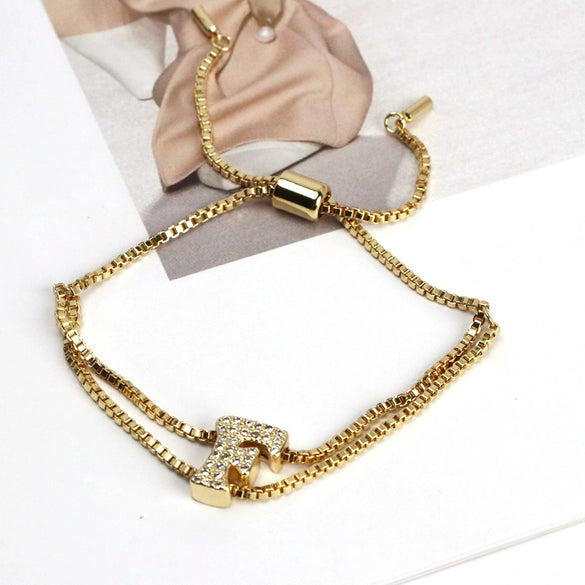 Bracelet Jewelry Gold Plated Geometric Letters Inlaid Zircon Electroplating
