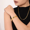 Bracelet Jewelry 316L Stainless Steel Glass Stone Zircon Plated 18K Real Gold Christmas Snowflake Design