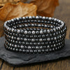 Bracelet Jewelry Wooden Beads Volcanic Stone Black Gallstone Black Frosted Geometric Handmade Unisex