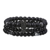 Bracelet Jewelry Wooden Beads Volcanic Stone Black Gallstone Black Frosted Geometric Handmade Unisex