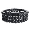 Bracelet Jewelry Wooden Beads Volcanic Stone Black Gallstone Black Frosted Geometric Handmade Unisex