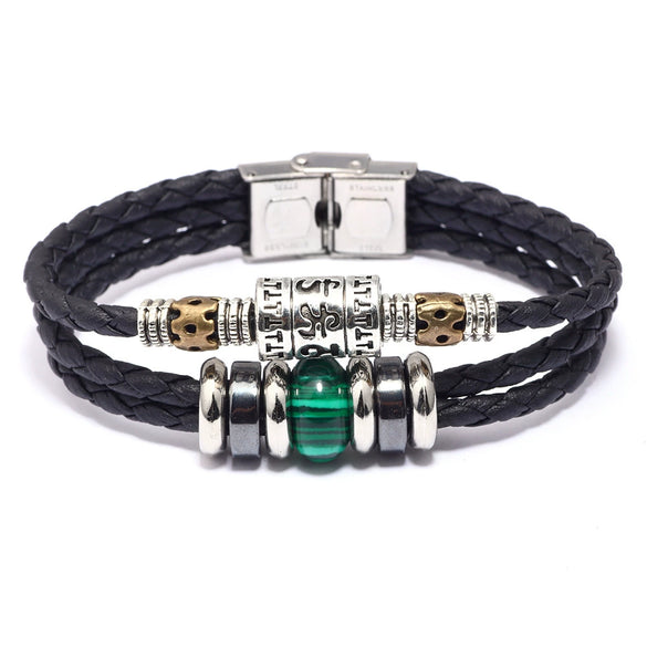 Bracelet Lapis Lazuli Tiger Eye Stone Cortex Stainless Steel Buckle Retro Geometric Handwoven Jewelry