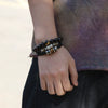 Bracelet Lapis Lazuli Tiger Eye Stone Cortex Stainless Steel Buckle Retro Geometric Handwoven Jewelry