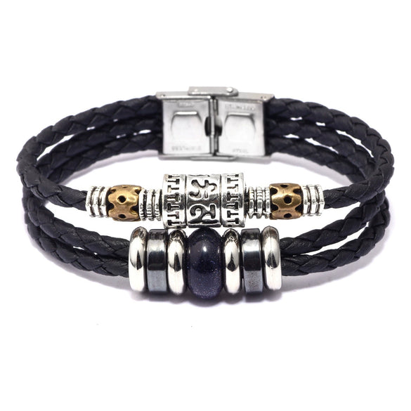 Bracelet Lapis Lazuli Tiger Eye Stone Cortex Stainless Steel Buckle Retro Geometric Handwoven Jewelry
