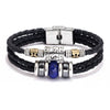 Bracelet Lapis Lazuli Tiger Eye Stone Cortex Stainless Steel Buckle Retro Geometric Handwoven Jewelry
