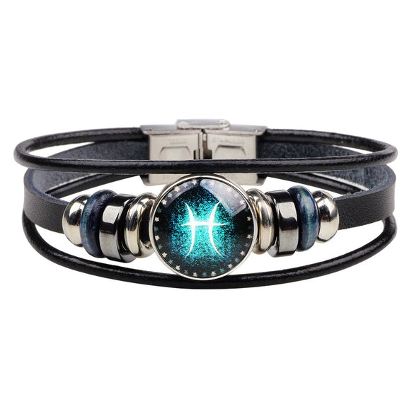 Bracelet Leather Woven Constellation Pattern Personality Style
