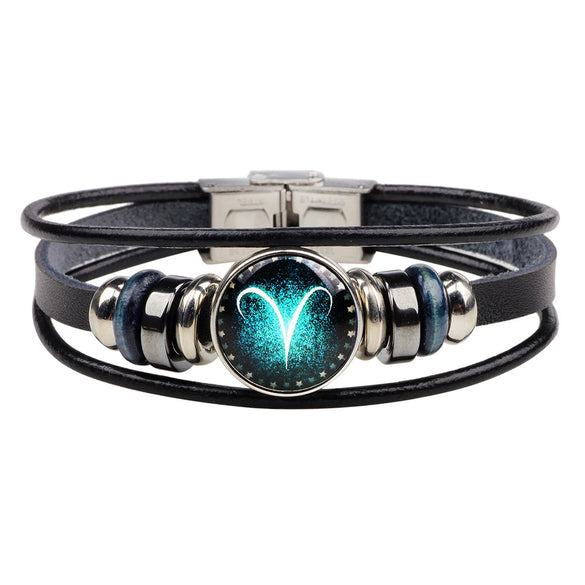 Bracelet Leather Woven Constellation Pattern Personality Style