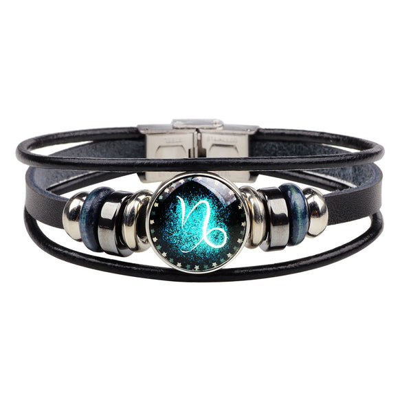 Bracelet Leather Woven Constellation Pattern Personality Style