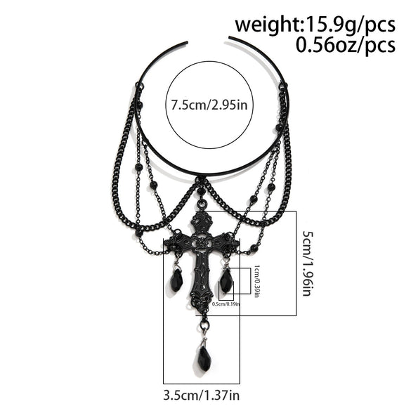 Bracelet Legchain Metal Crystal Open Arm Black Butterfly Multi Layer With Cross Pattern Electroplated