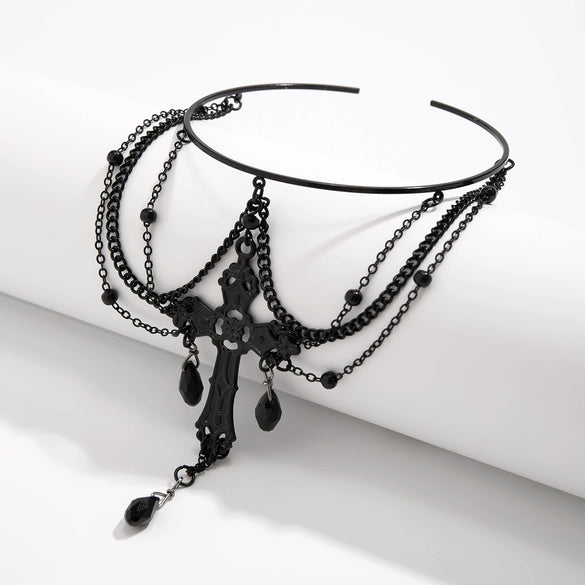 Bracelet Legchain Metal Crystal Open Arm Black Butterfly Multi Layer With Cross Pattern Electroplated