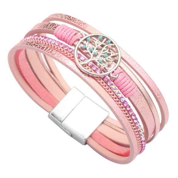Bracelet Magnetic Material Leaves Pattern Electroplated Bohemian Style For Women