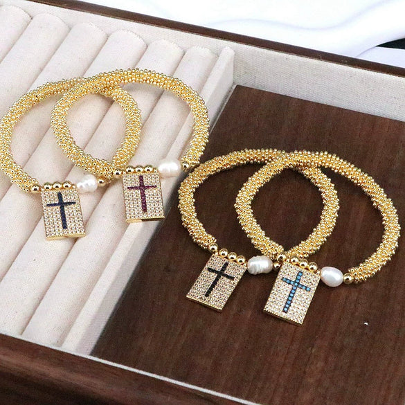 Bracelet Metal Heart Shaped Microinlay Love Rectangular Zirconium Beaded Unisex And Women's