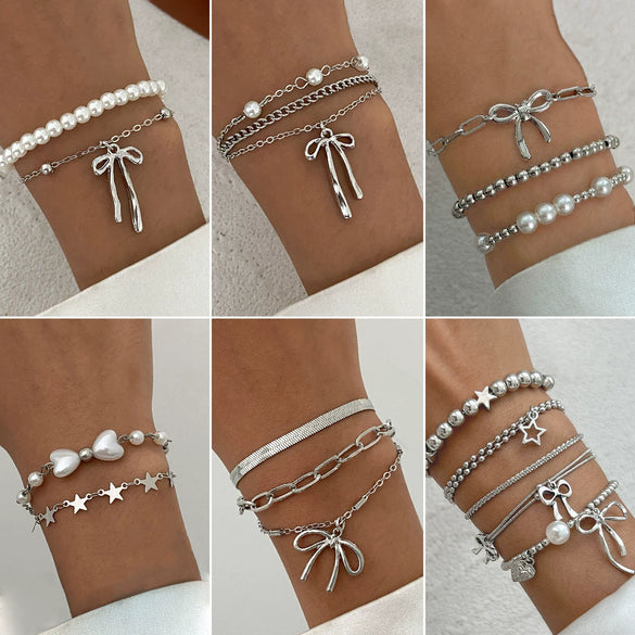 Bracelet Metal Heart Star Bow Shape Electroplating For Women