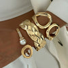 Bracelet Metal Imitation Pearl Diamond Encrusted Double Ring Twist Electroplating