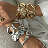 Bracelet Metal Imitation Pearl Diamond Encrusted Double Ring Twist Electroplating