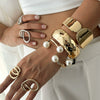 Bracelet Metal Imitation Pearl French Retro Electroplating Tapping Grain Design