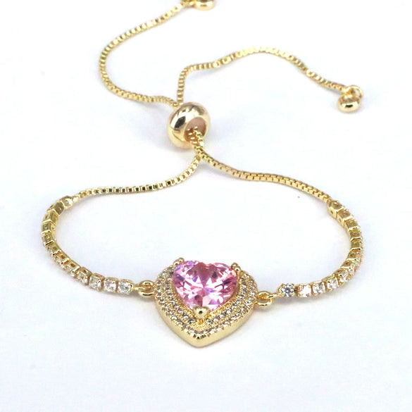 Bracelet Metal Inlaid Zircon Heart Shape Jewelry