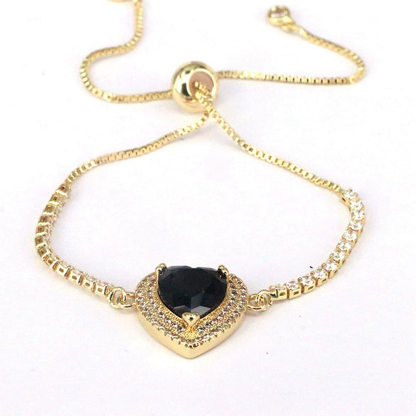 Bracelet Metal Inlaid Zircon Heart Shape Jewelry