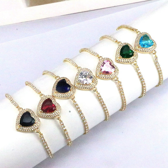 Bracelet Metal Inlaid Zircon Heart Shape Jewelry