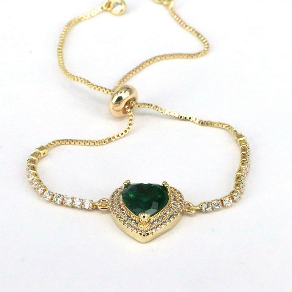 Bracelet Metal Inlaid Zircon Heart Shape Jewelry