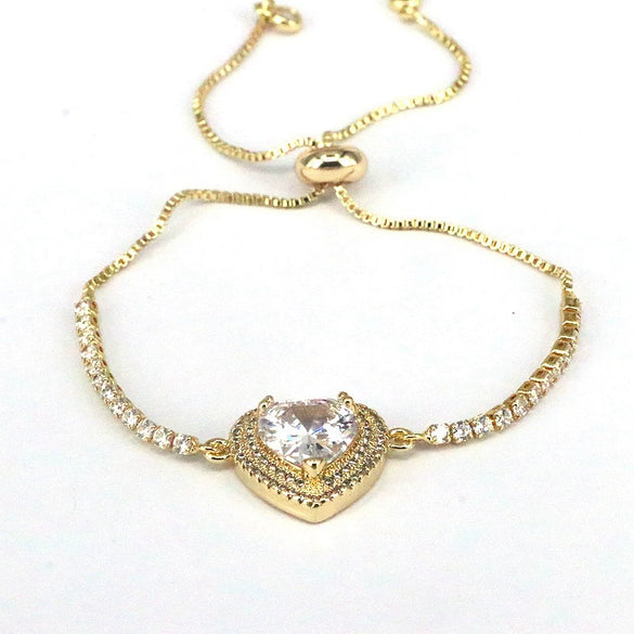 Bracelet Metal Inlaid Zircon Heart Shape Jewelry