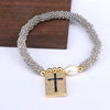 Bracelet Metal Rectangular Heart Microinlay Love Cross Beaded Zirconium Classic