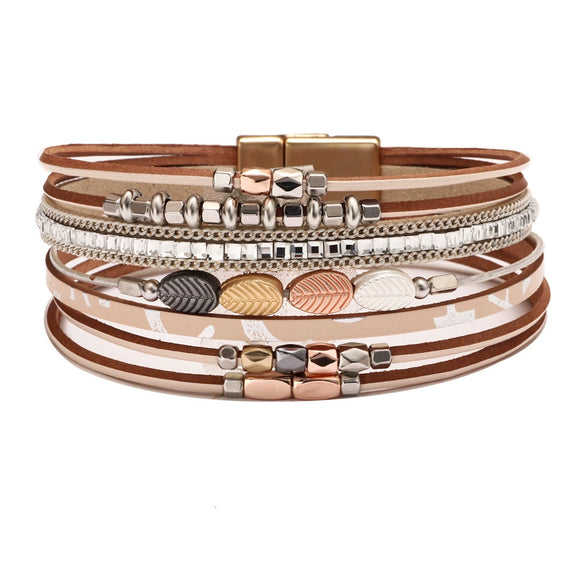 Bracelet Metal Woven Leaf Electroplated Women's