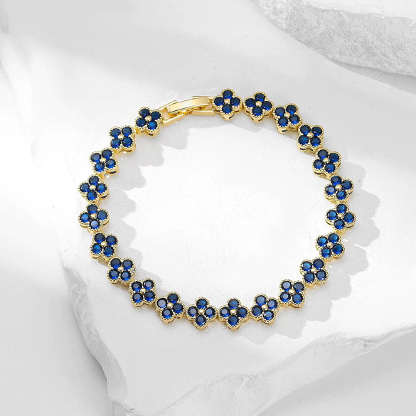 Bracelet Mixed Material Flower Zirconia Design Luxury