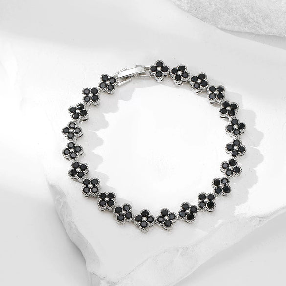 Bracelet Mixed Material Flower Zirconia Design Luxury