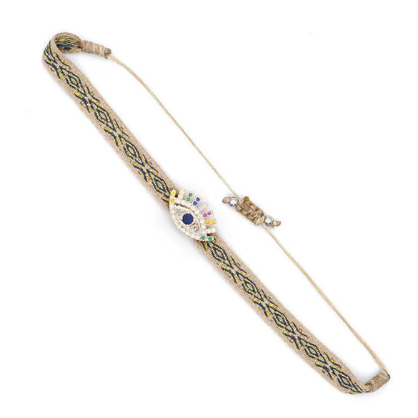 Bracelet Mixed Material Handwoven With Letters Numbers Text Pattern For Women