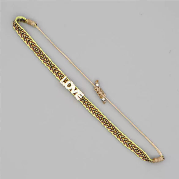 Bracelet Mixed Material Handwoven With Letters Numbers Text Pattern For Women