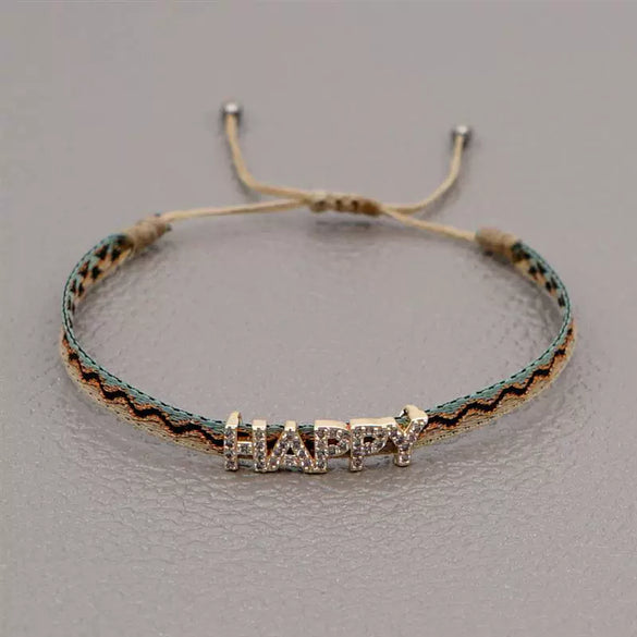 Bracelet Mixed Material Handwoven With Letters Numbers Text Pattern For Women