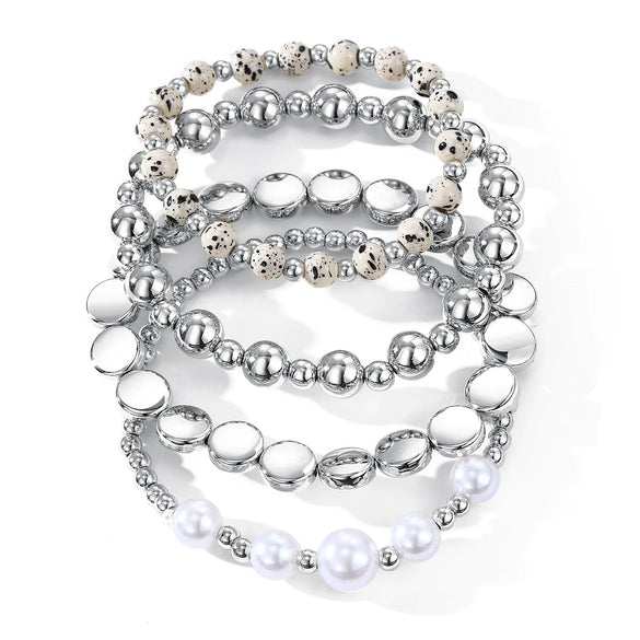 Bracelet Mixed Materials Retro Vintage Geometric Round Beads Manual Design For Women