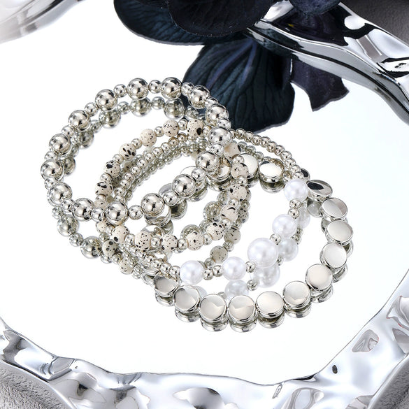 Bracelet Mixed Materials Retro Vintage Geometric Round Beads Manual Design For Women